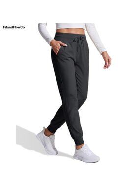 Fleece Lined Water Resistant Winter Joggers High Waist Thermal Pants